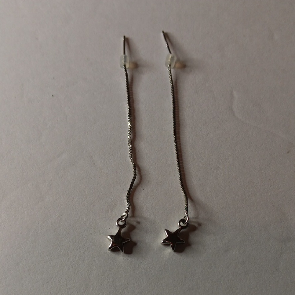 Silver Star Dangle Earrings